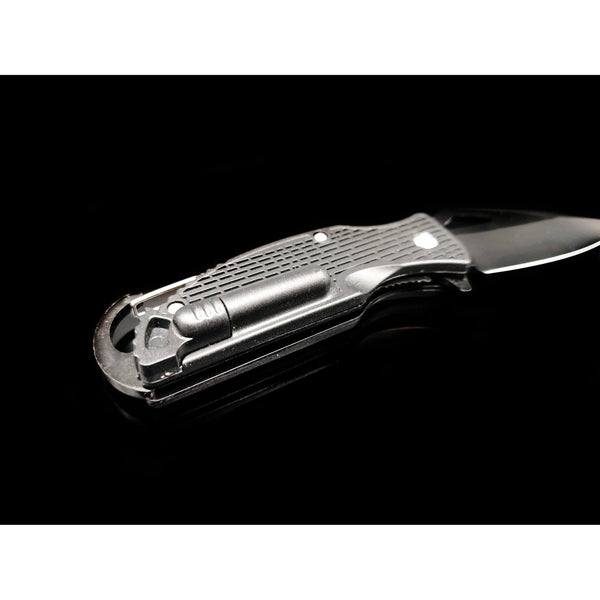 Fire Knife Black Stainless Steel Knife W/ Flint Starter and Belt Hook